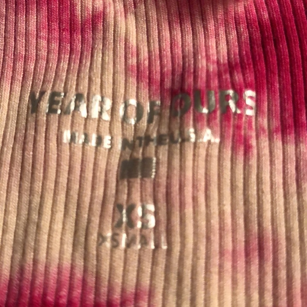 Year of Ours lettuce edge pink white tie dye cropped tank top - Picture 3 of 4